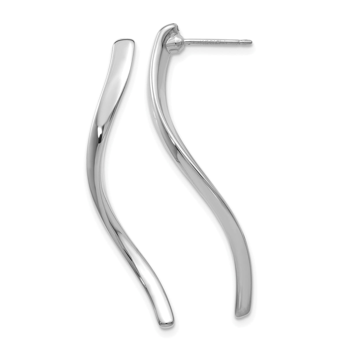 14k White Gold Long Curled Post Earrings-XY1012