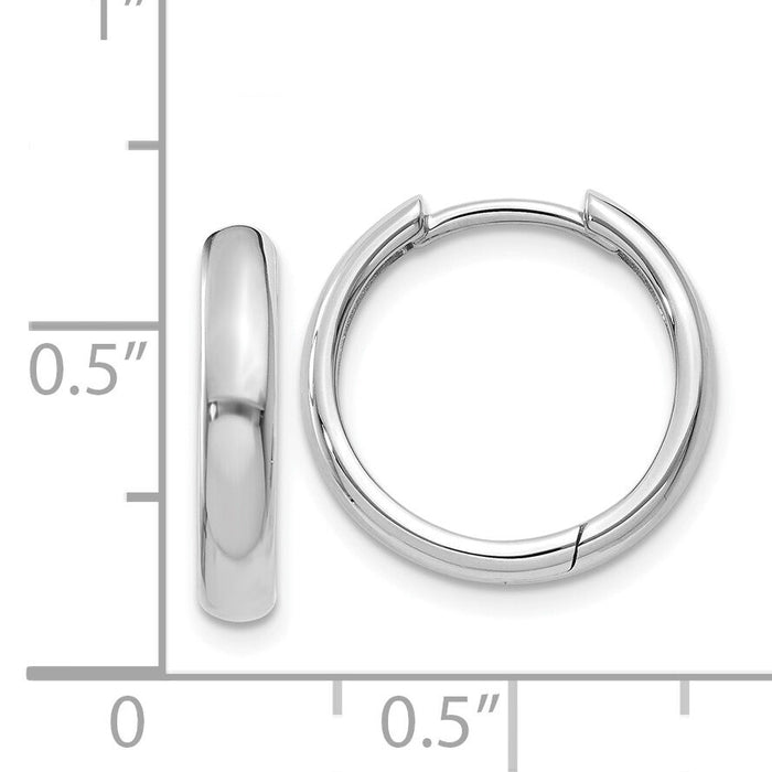 14k White Gold Round Hinged Hoop Earrings-XY1122