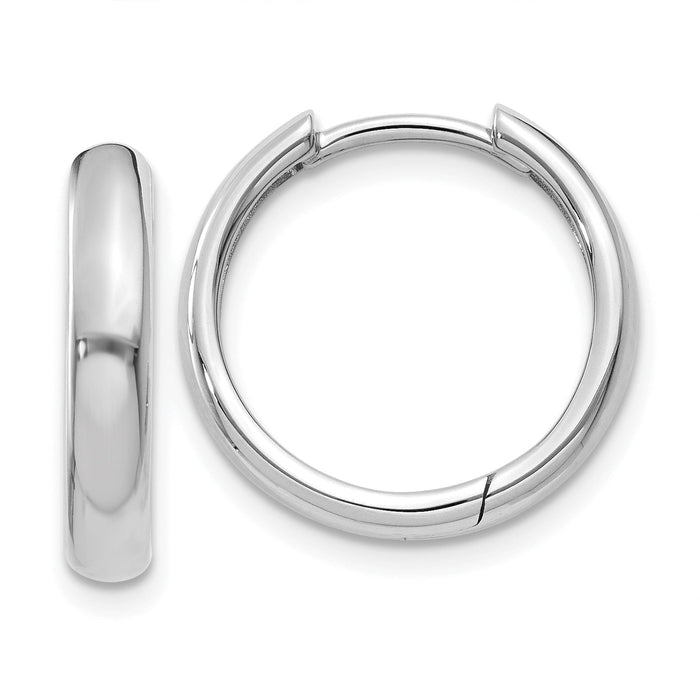 14k White Gold Round Hinged Hoop Earrings-XY1122