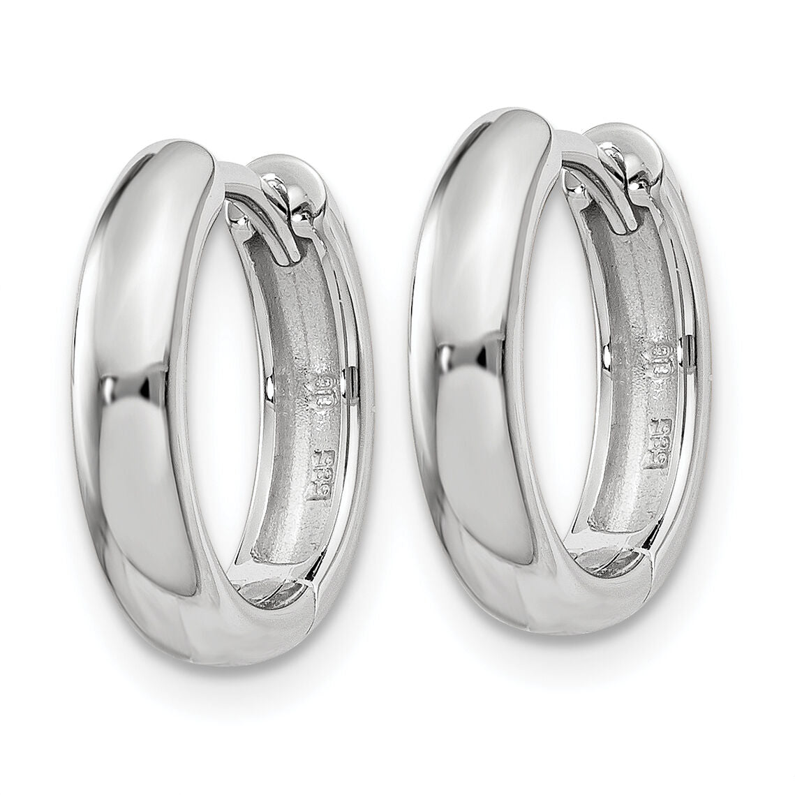 14k White Gold Round Hinged Hoop Earrings-XY1123