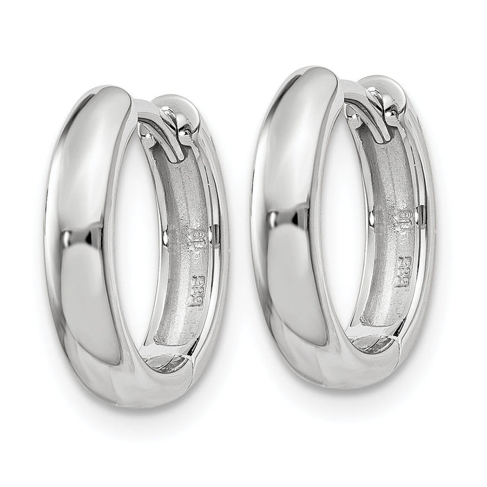 14k White Gold Round Hinged Hoop Earrings-XY1123