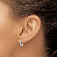 14k White Gold Round Hinged Hoop Earrings-XY1123