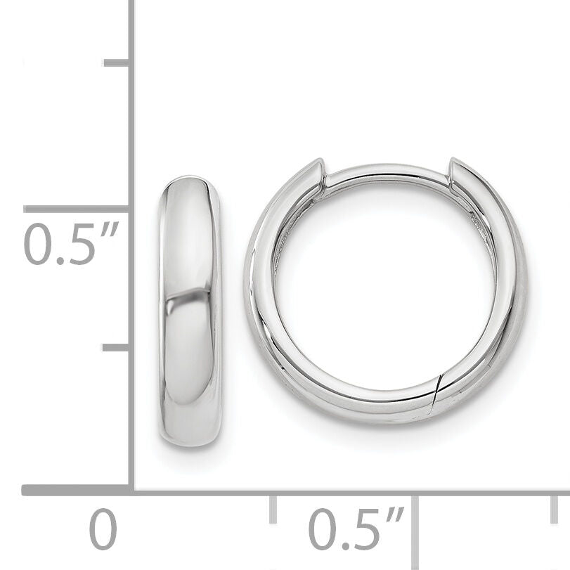 14k White Gold Round Hinged Hoop Earrings-XY1123