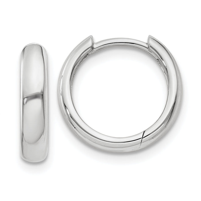 14k White Gold Round Hinged Hoop Earrings-XY1123