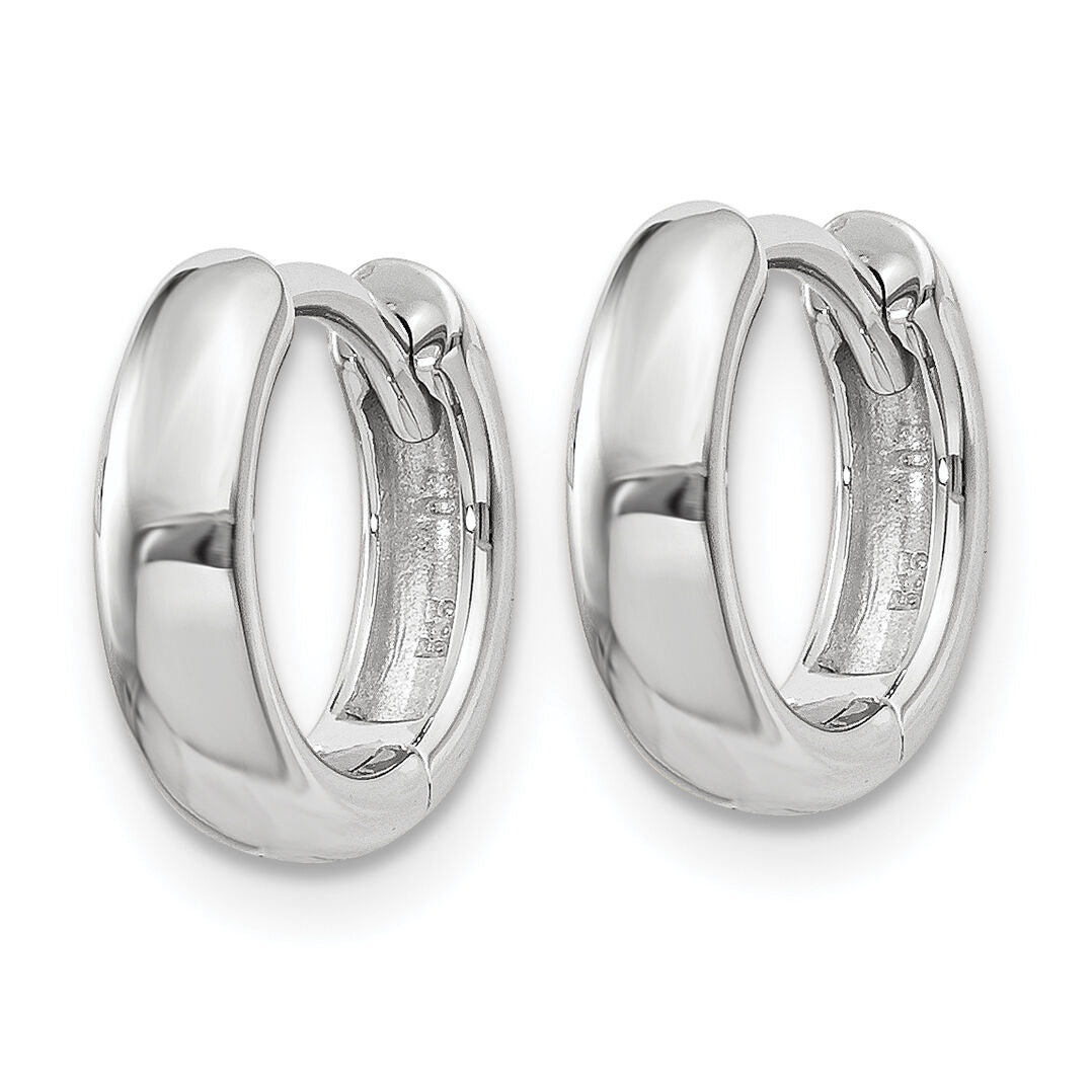 14k White Gold Round Hinged Hoop Earrings-XY1124