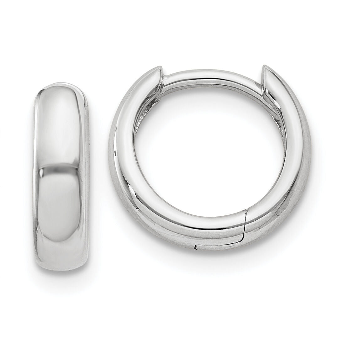 14k White Gold Round Hinged Hoop Earrings-XY1124