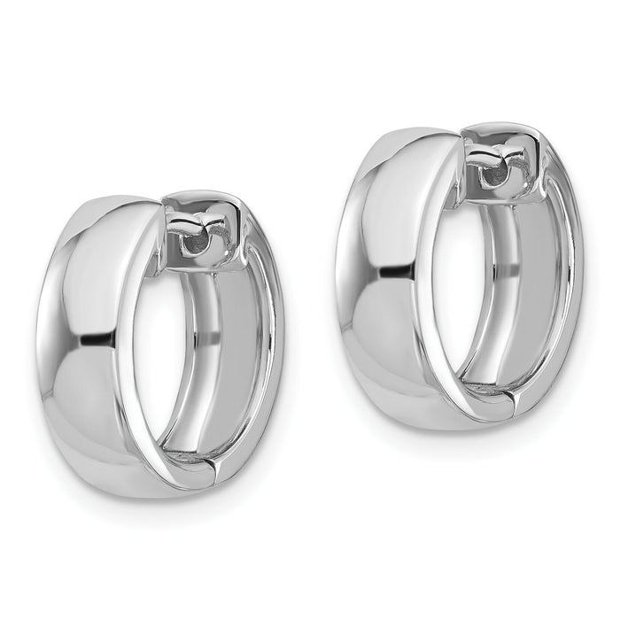 14k White Gold Round Hinged Hoop Earrings-XY1130
