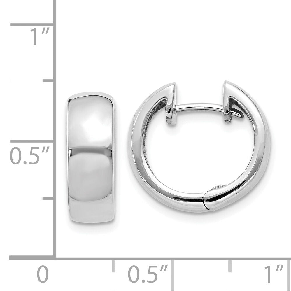 14k White Gold Round Hinged Hoop Earrings-XY1130