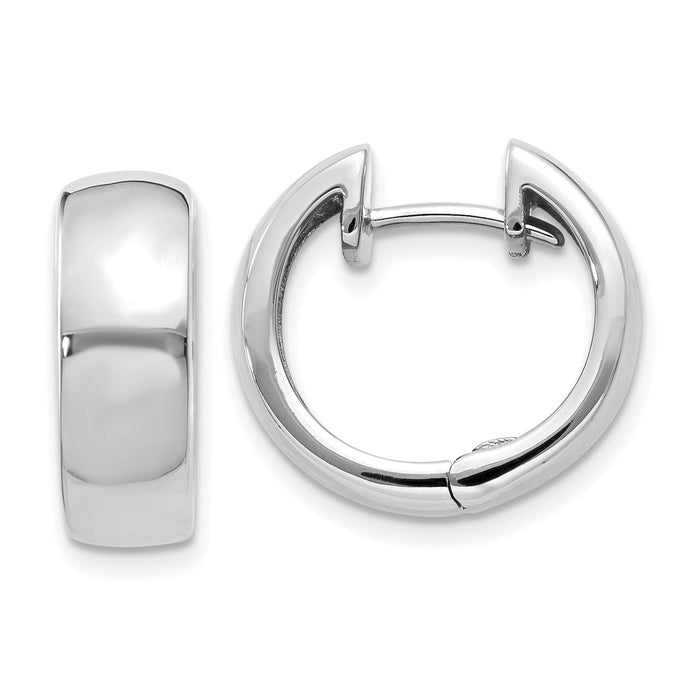 14k White Gold Round Hinged Hoop Earrings-XY1130