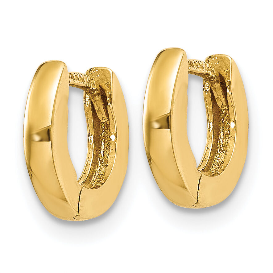 14k Polished Round Hinged Hoop Earrings-XY114