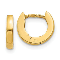 14k Polished Round Hinged Hoop Earrings-XY114