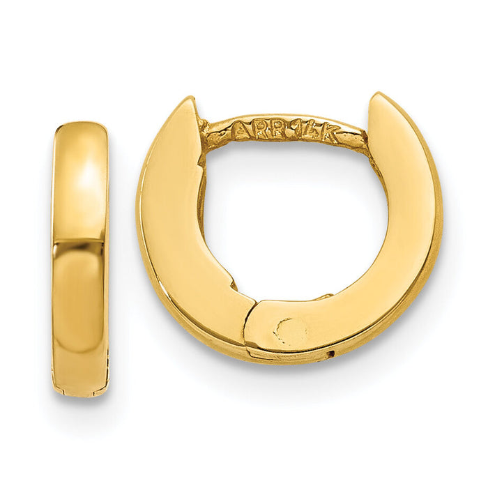 14k Polished Round Hinged Hoop Earrings-XY114