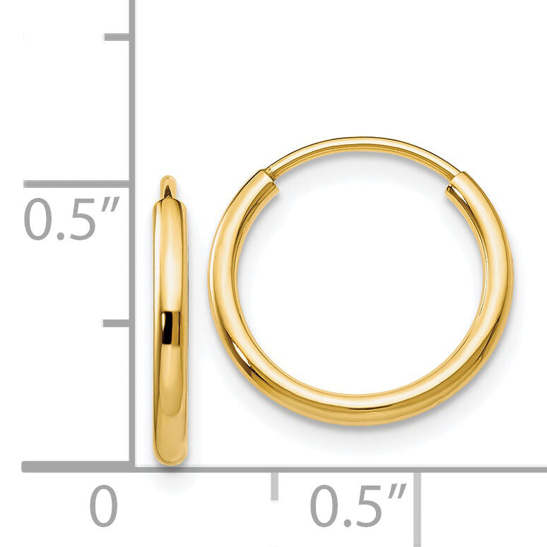14k 1.5mm Polished Round Endless Hoop Earrings-XY1157