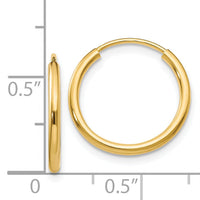 14k 1.5mm Polished Round Endless Hoop Earrings-XY1158