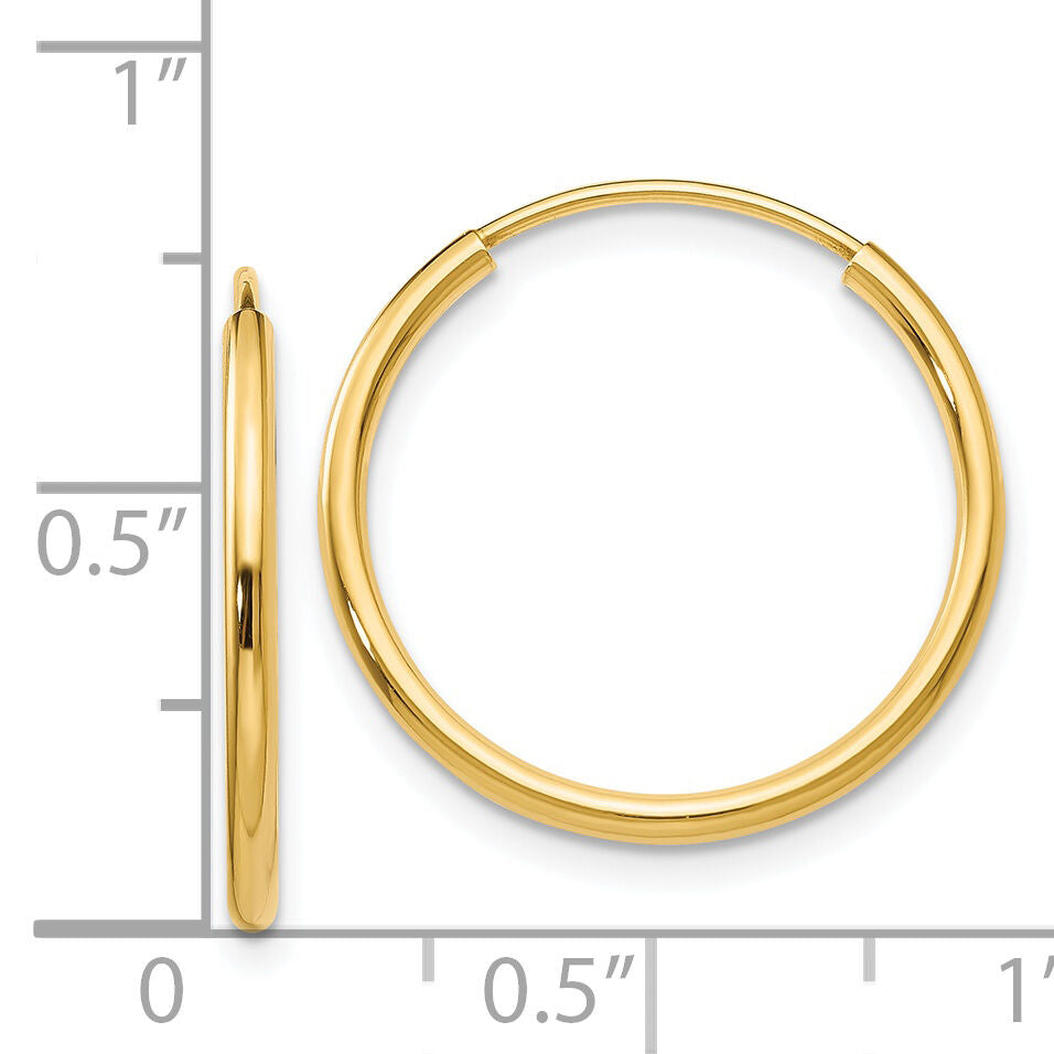 14k 1.5mm Polished Round Endless Hoop Earrings-XY1159