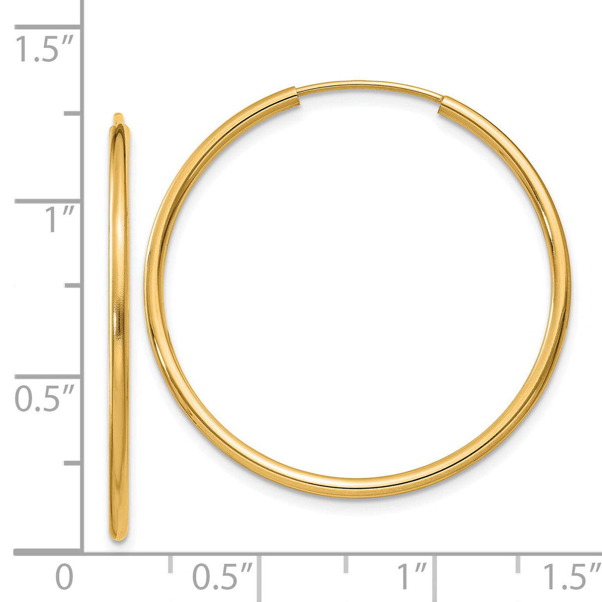 14k 1.5mm Polished Round Endless Hoop Earrings-XY1162