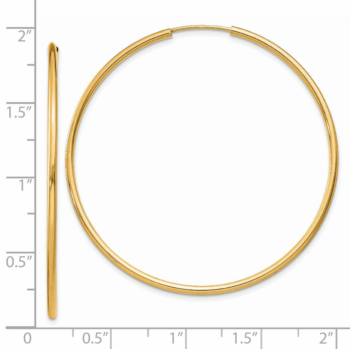 14k 1.5mm Polished Round Endless Hoop Earrings-XY1165