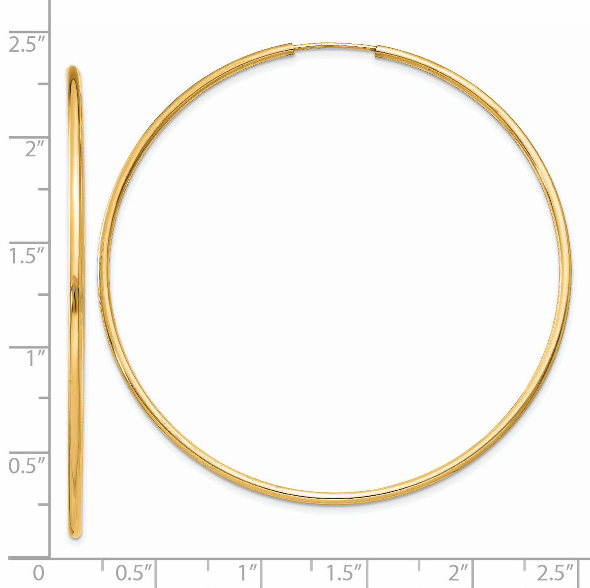 14k 1.5mm Polished Round Endless Hoop Earrings-XY1167