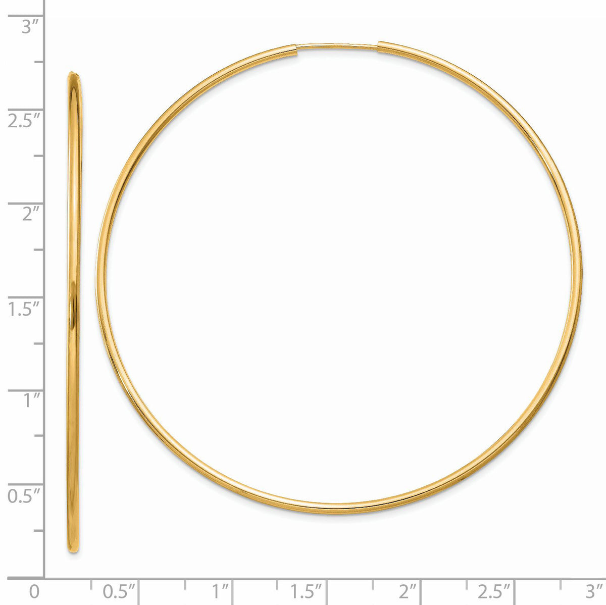 14k 1.5mm Polished Round Endless Hoop Earrings-XY1168