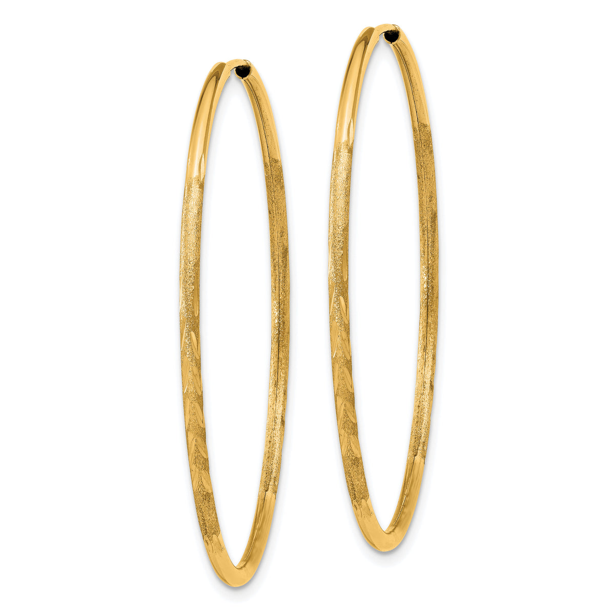 14k 1.5mm Satin Diamond-cut Endless Hoop Earrings-XY1169