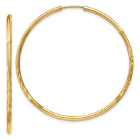 14k 1.5mm Satin Diamond-cut Endless Hoop Earrings-XY1169