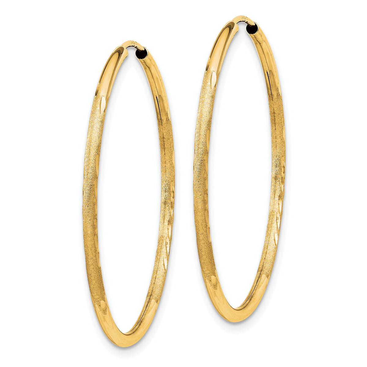 14k 1.5mm Satin Diamond-cut Endless Hoop Earrings-XY1170