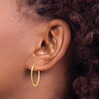 14k 1.5mm Satin Diamond-cut Endless Hoop Earrings-XY1171