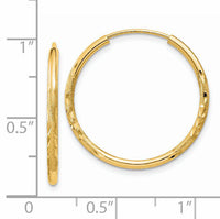 14k 1.5mm Satin Diamond-cut Endless Hoop Earrings-XY1171