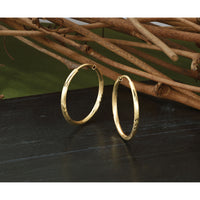 14k 1.5mm Satin Diamond-cut Endless Hoop Earrings-XY1171