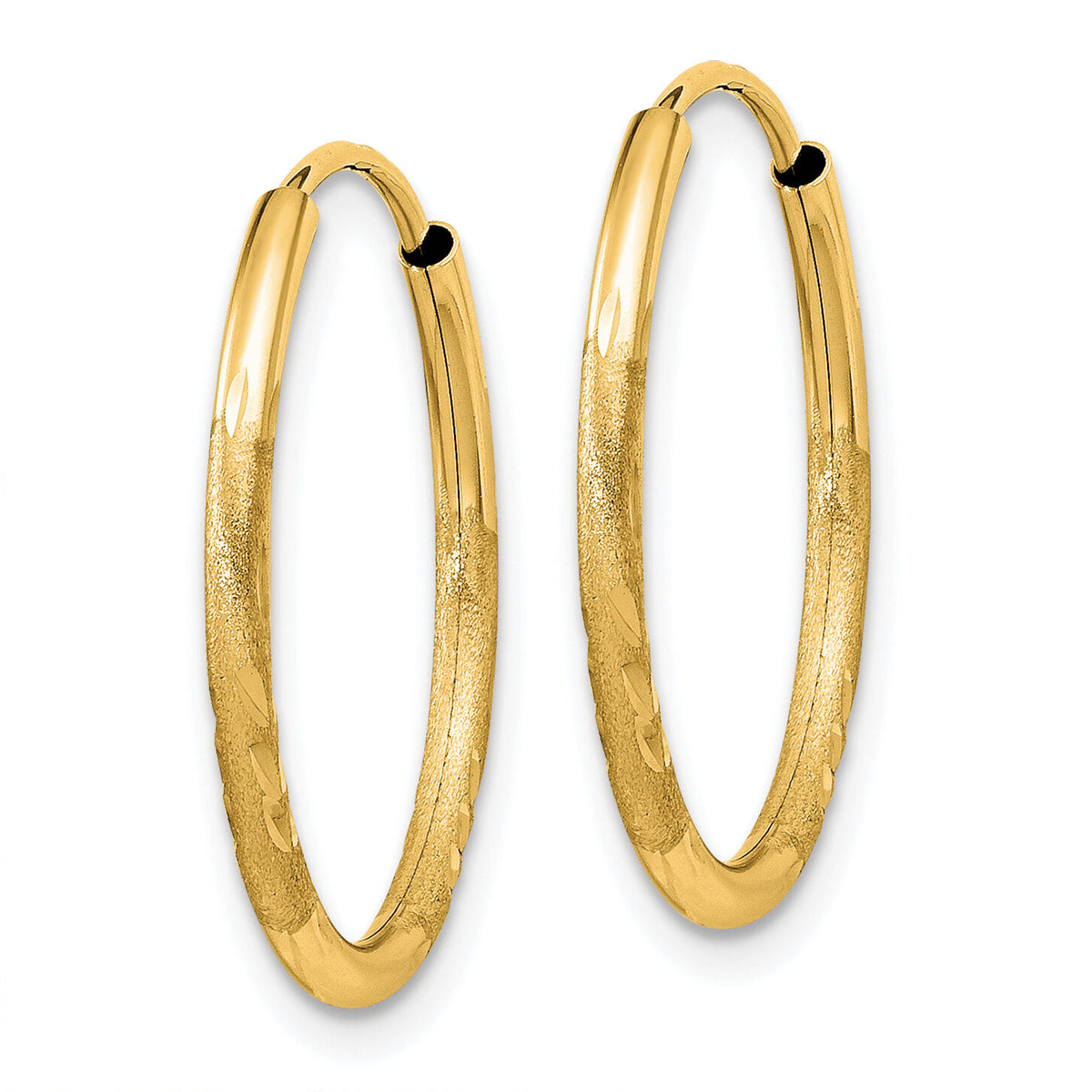 14k 1.5mm Satin Diamond-cut Endless Hoop Earrings-XY1172