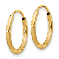 14k 1.5mm Satin Diamond-cut Endless Hoop Earrings-XY1174