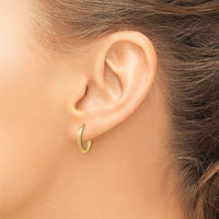 14k 2mm Satin Diamond-cut Endless Hoop Earrings-XY1175