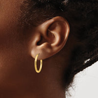 14k 2mm Satin Diamond-cut Endless Hoop Earrings-XY1177