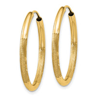14k 2mm Satin Diamond-cut Endless Hoop Earrings-XY1178