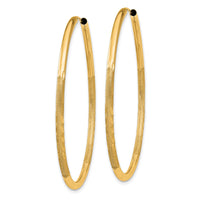 14k 2mm Satin Diamond-cut Endless Hoop Earrings-XY1180
