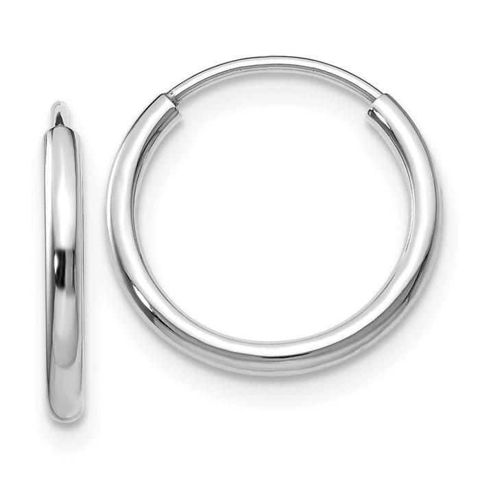 14k White Gold 1.5mm Polished Endless Hoop Earrings-XY1181