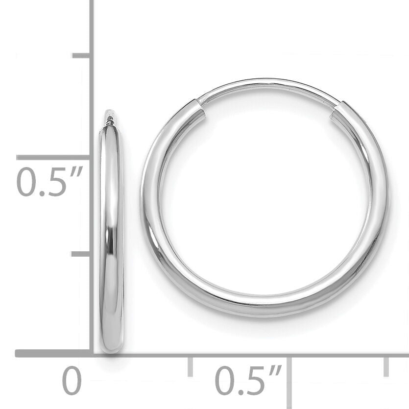 14k White Gold 1.5mm Polished Endless Hoop Earrings-XY1182