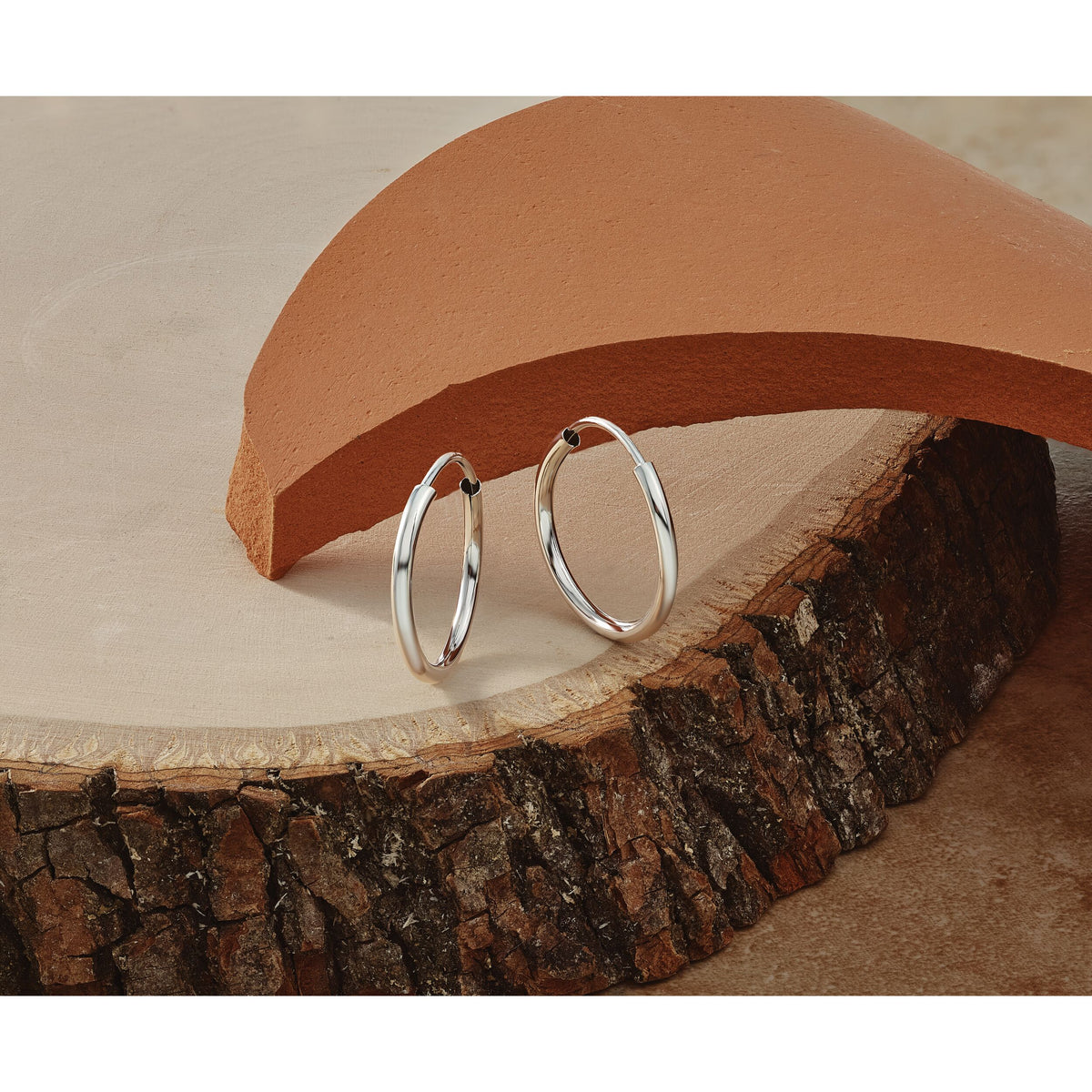14k White Gold 1.5mm Polished Endless Hoop Earrings-XY1182