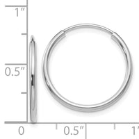 14k White Gold 1.5mm Polished Endless Hoop Earrings-XY1183