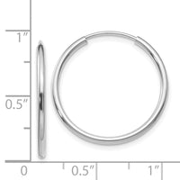 14k White Gold 1.5mm Polished Endless Hoop Earrings-XY1184