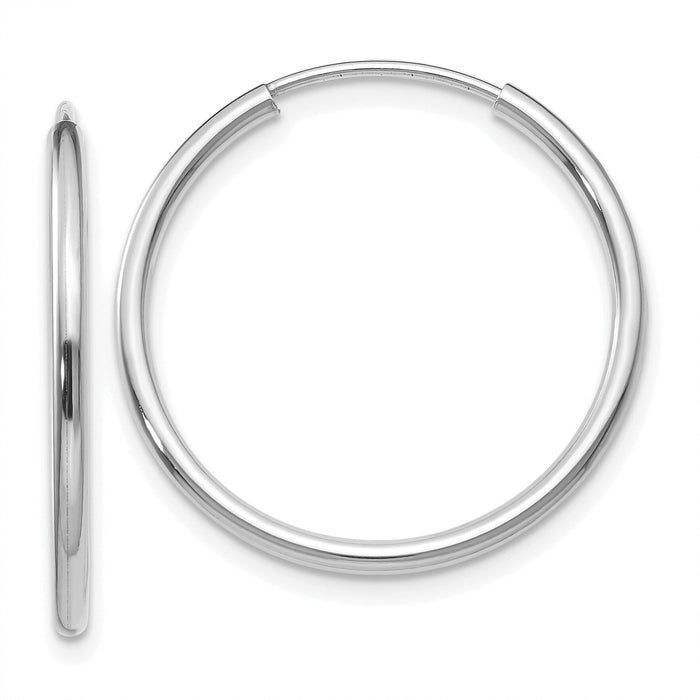 14k White Gold 1.5mm Polished Endless Hoop Earrings-XY1184