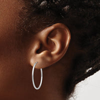 14k White Gold 1.5mm Polished Endless Hoop Earrings-XY1185