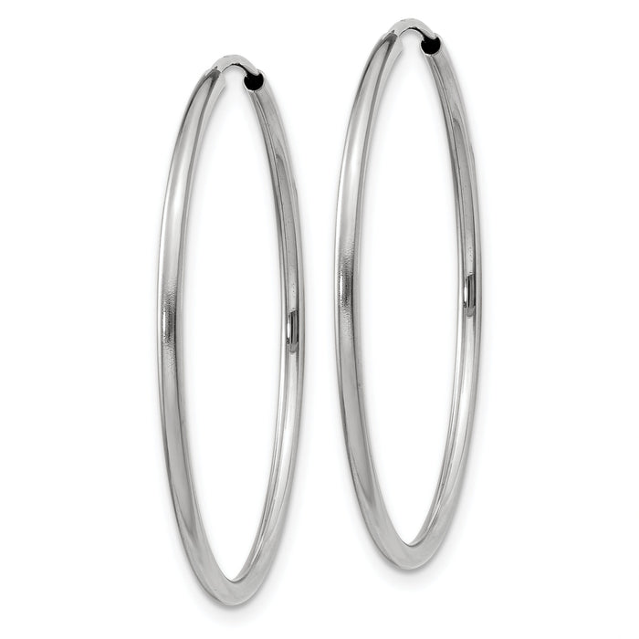 14k White Gold 1.5mm Polished Endless Hoop Earrings-XY1186