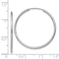 14k White Gold 1.5mm Polished Endless Hoop Earrings-XY1186