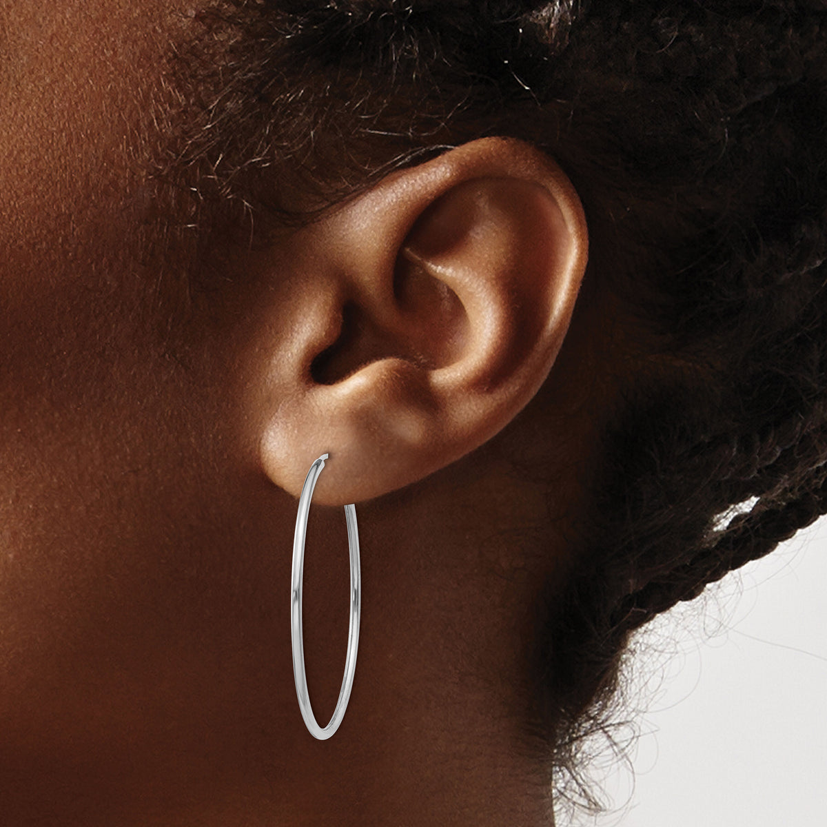 14k White Gold 1.5mm Polished Endless Hoop Earrings-XY1187