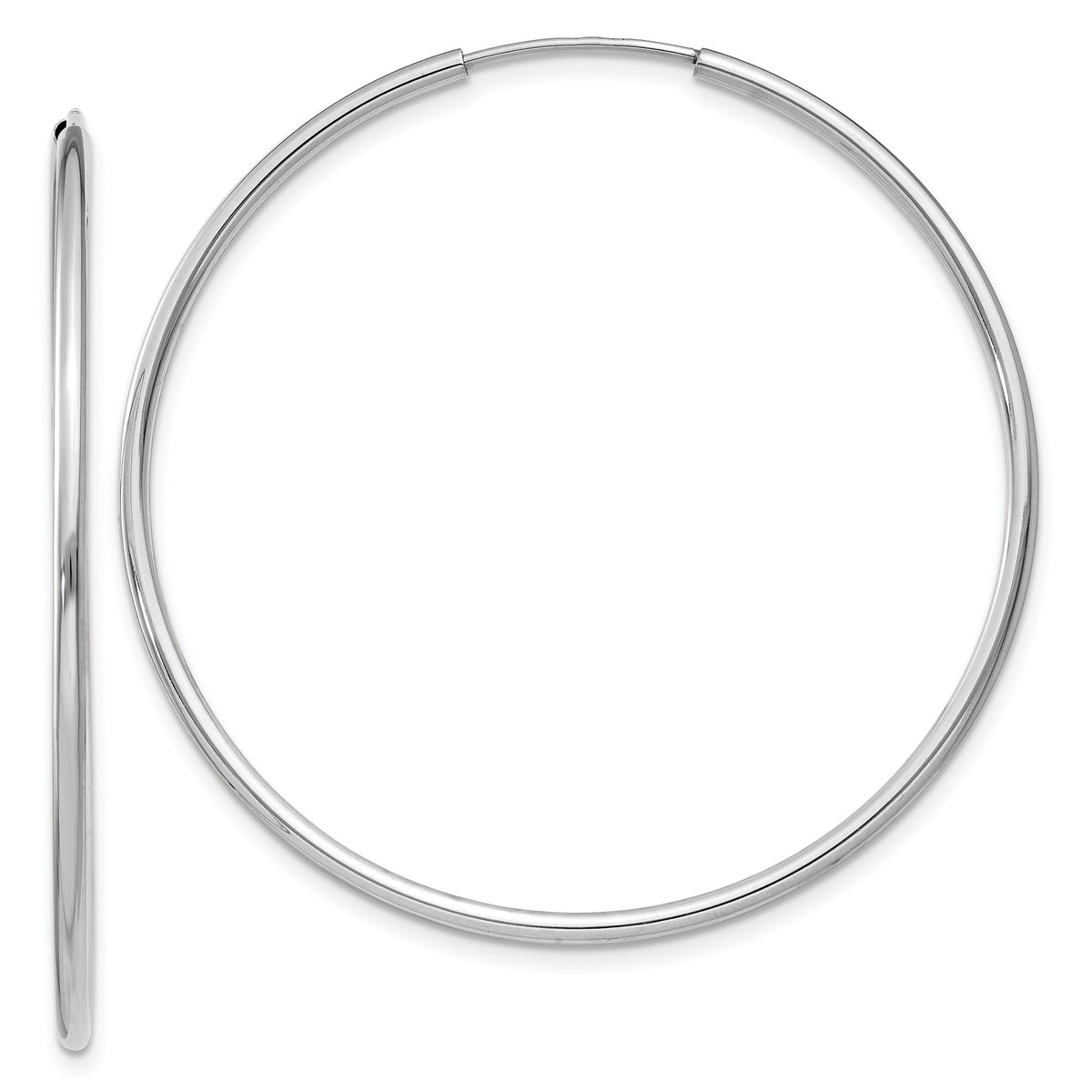 14k White Gold 1.5mm Polished Endless Hoop Earrings-XY1188