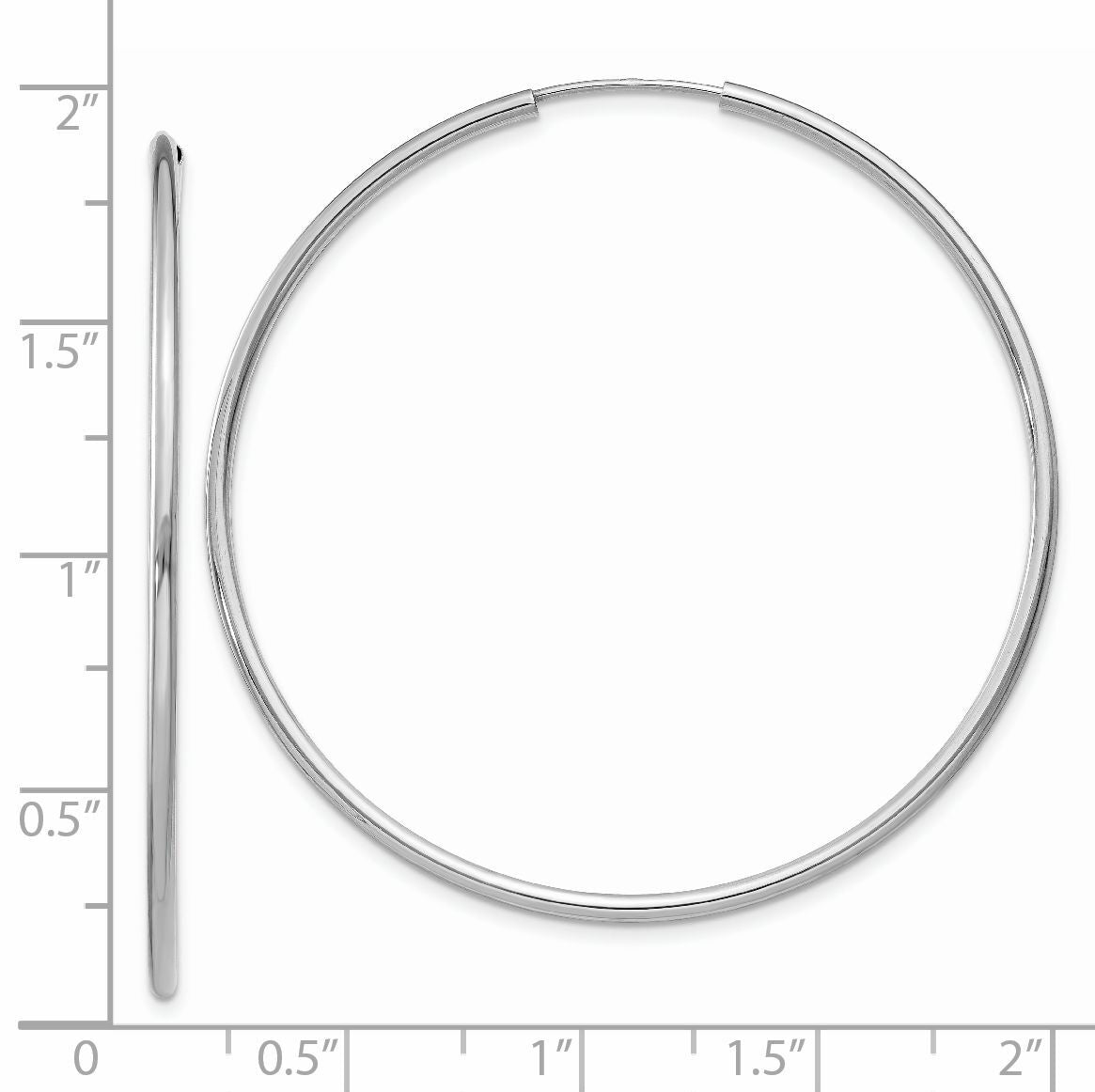 14k White Gold 1.5mm Polished Endless Hoop Earrings-XY1189