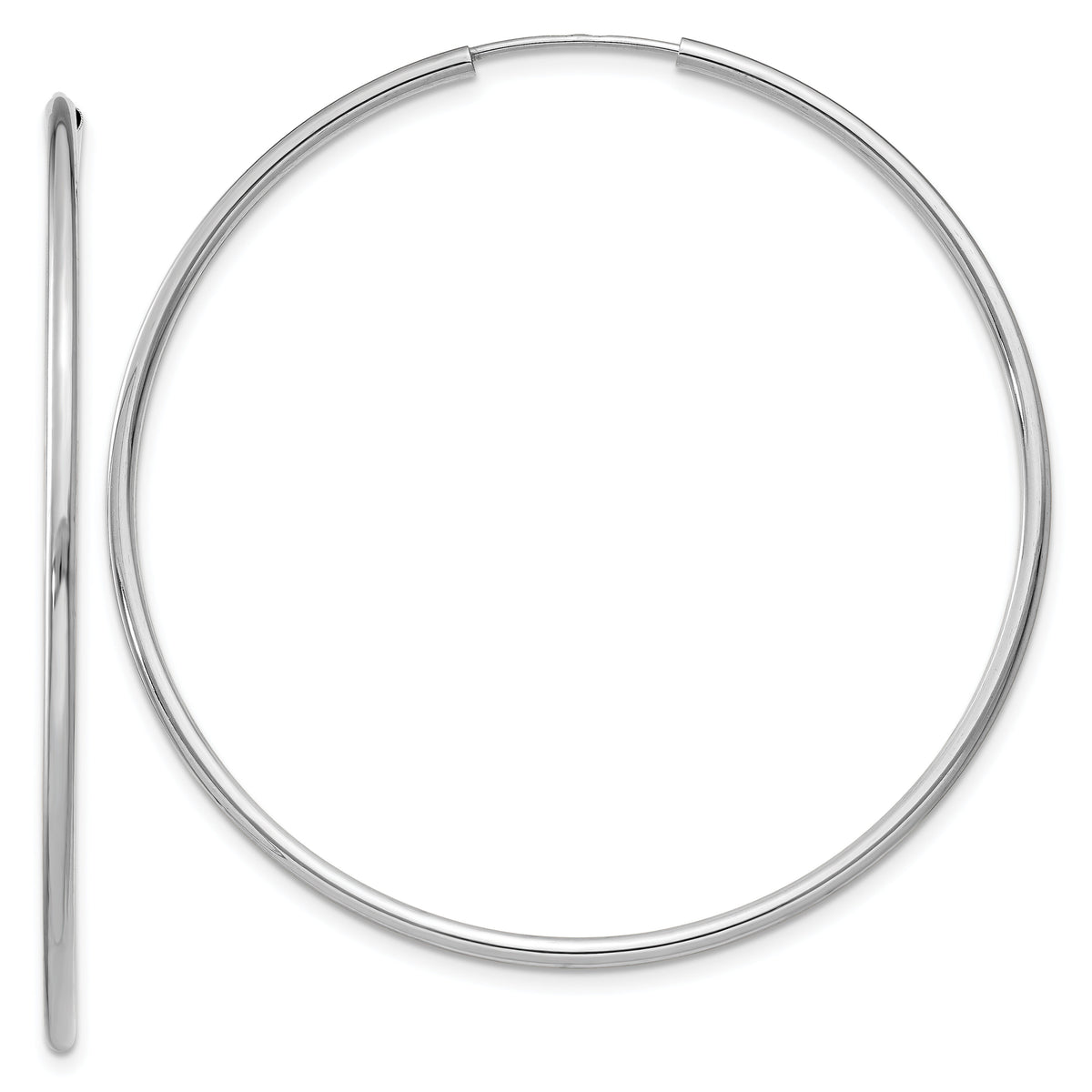 14k White Gold 1.5mm Polished Endless Hoop Earrings-XY1189
