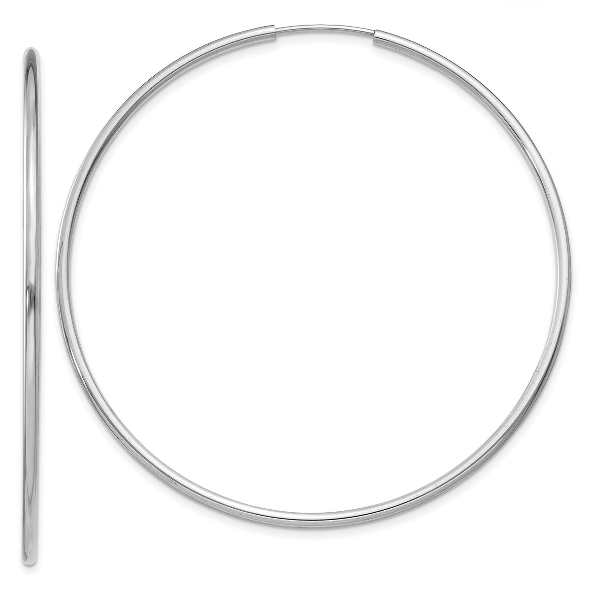 14k White Gold 1.5mm Polished Endless Hoop Earrings-XY1190