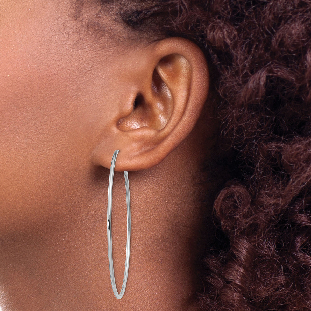 14k White Gold 1.5mm Polished Endless Hoop Earrings-XY1191